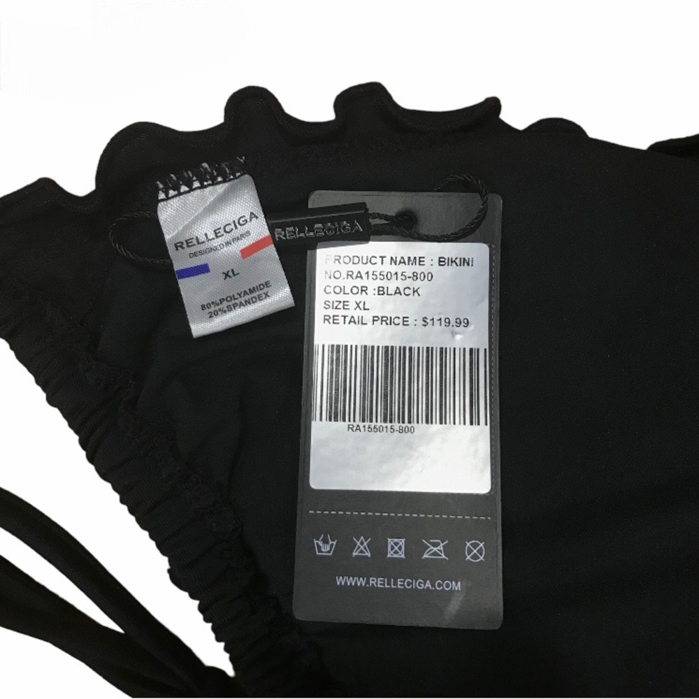 Relleciga XL Black Ruffle Brazilian Bikini - Picture 3 of 6
